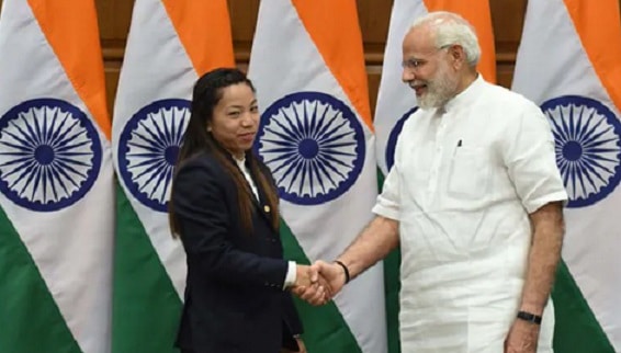 Mirabai Chanu with PM Modi