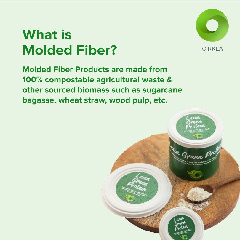 What is Molded Fiber? Molded Fiber products are made from 100% compostable agricultural waste and other sourced biomass such as sugarcane bagasse, wheat straw, wood pulp, etc.